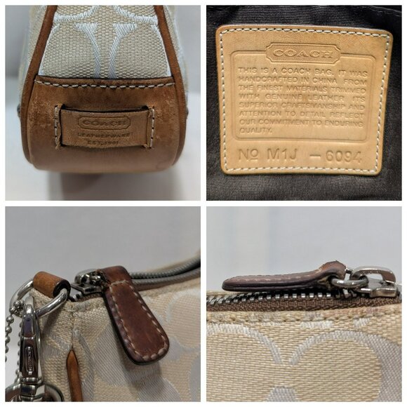 SOLD***Vintage Coach Signature Demi Mini Shoulder Bag Canvas Leather Cream 6094 - Picture 12 of 12